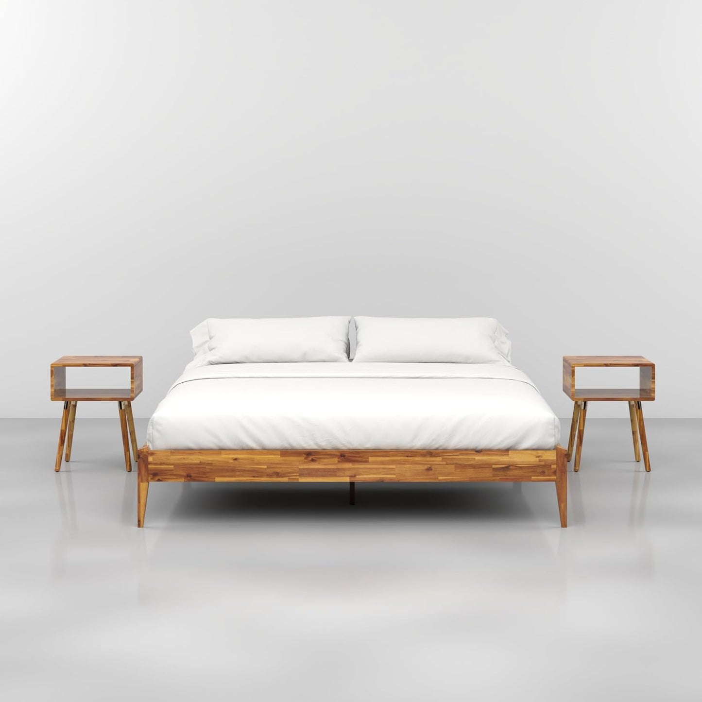 King Size Minimalist Solid Wood Platform Bed Frame