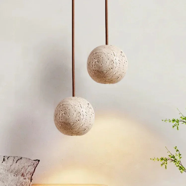 Wabi Sabi Travertine Modern Pendant Light