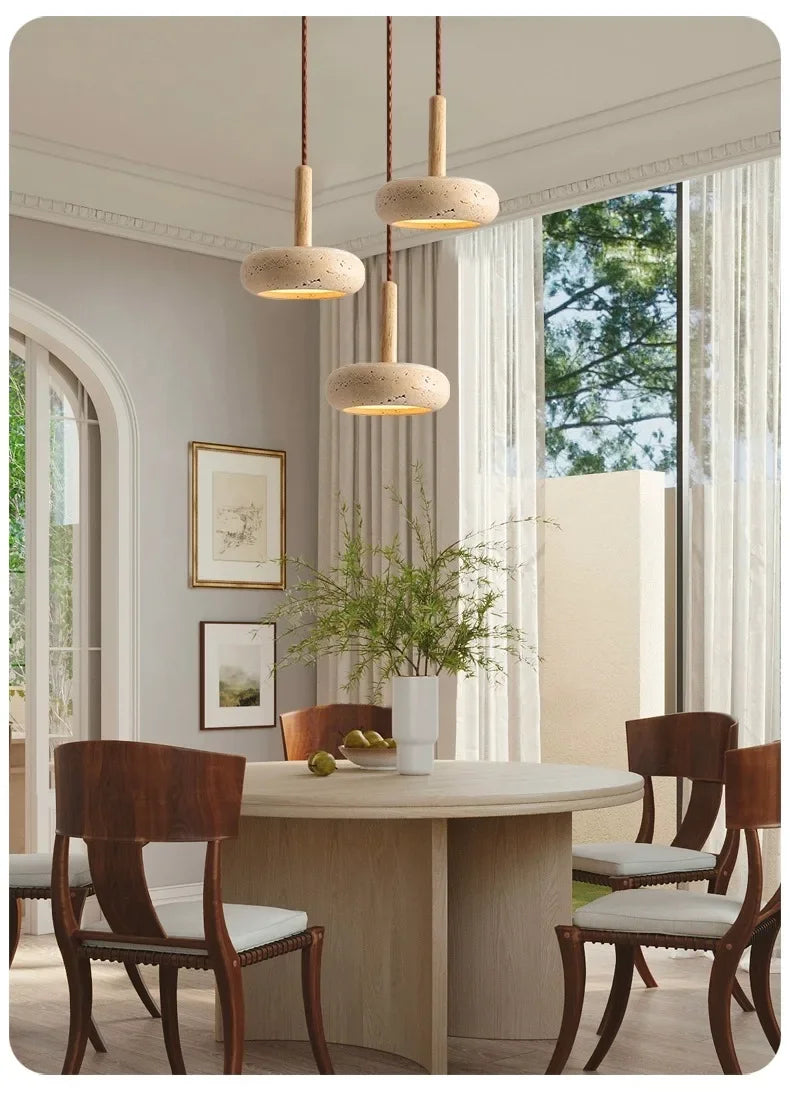 Wabi Sabi Travertine Modern Pendant Light