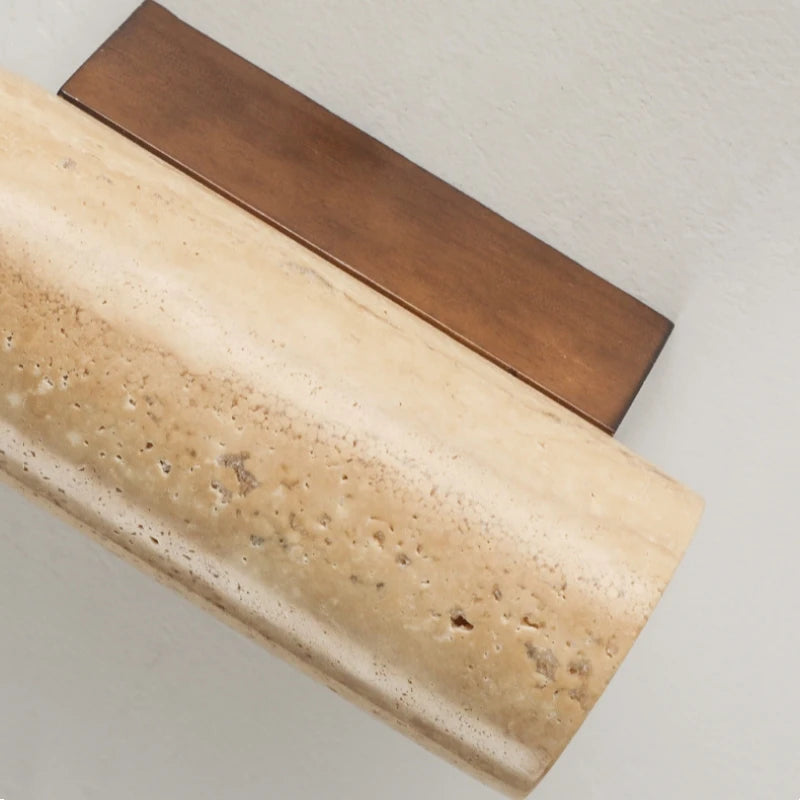 Wabi Sabi Travertine Wall Lamp – Japanese Minimalist Design