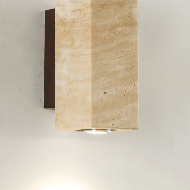 Wabi Sabi Travertine Wall Lamp – Japanese Minimalist Design