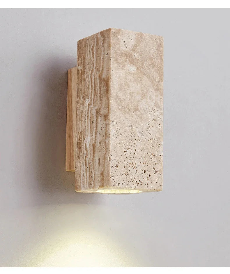 Wabi Sabi Travertine Wall Lamp – Japanese Minimalist Design