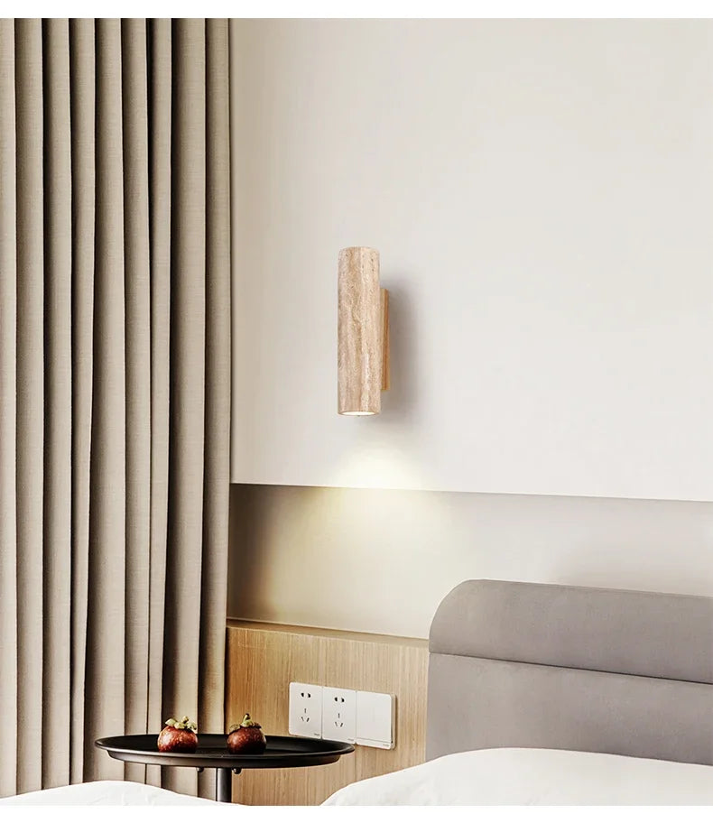 Wabi Sabi Travertine Wall Lamp – Japanese Minimalist Design