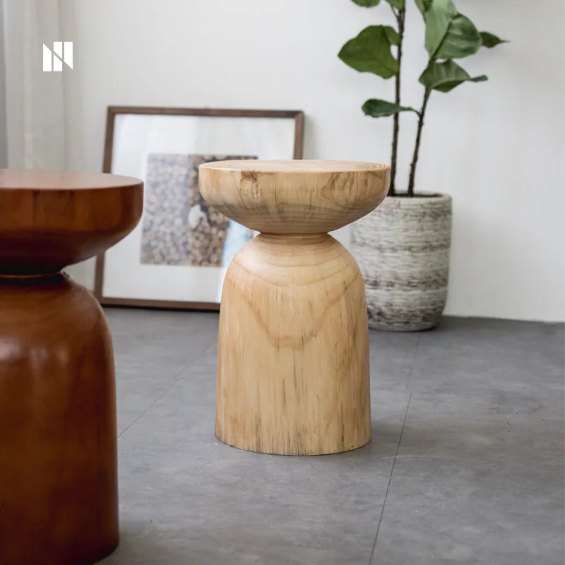 Mid-Century Modern Solid Wood Side Table/Stool