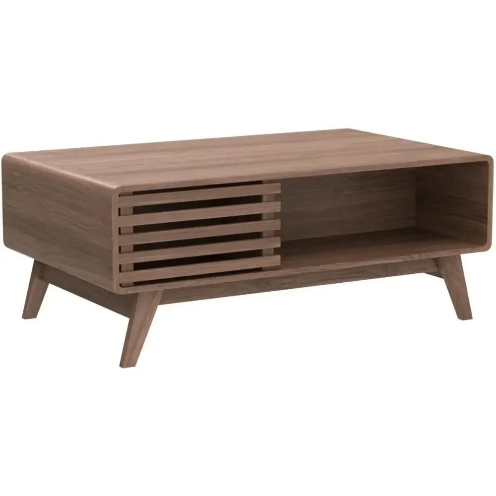 Mid-Century Modern Coffee Table with Dual-Sided Storage