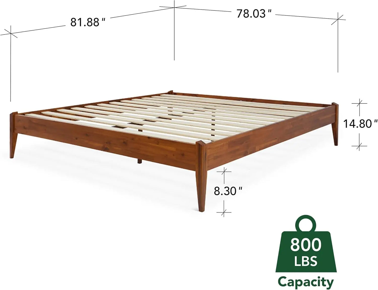 King Size Minimalist Solid Wood Platform Bed Frame