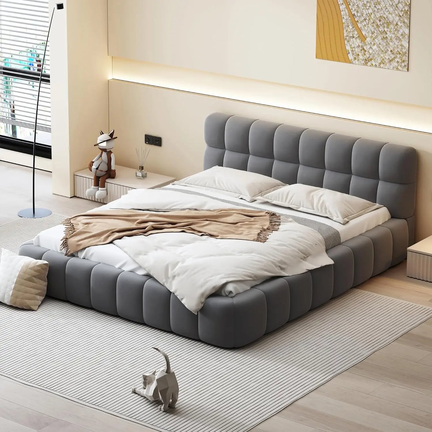 Grounded Upholstered Platform Bed