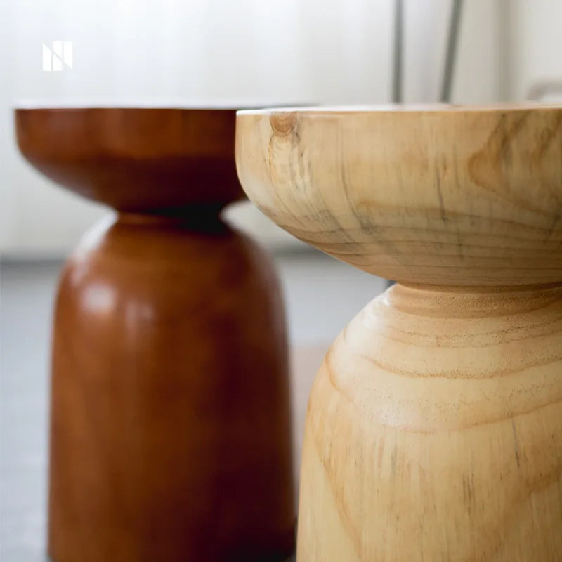 Mid-Century Modern Solid Wood Side Table/Stool