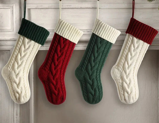 18-Inch Knitted Christmas Stocking – Festive Holiday Décor and Gift Bag