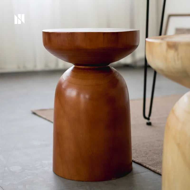 Mid-Century Modern Solid Wood Side Table/Stool