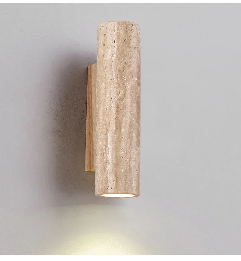 Wabi Sabi Travertine Wall Lamp – Japanese Minimalist Design