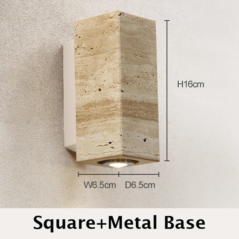 Wabi Sabi Travertine Wall Lamp – Japanese Minimalist Design