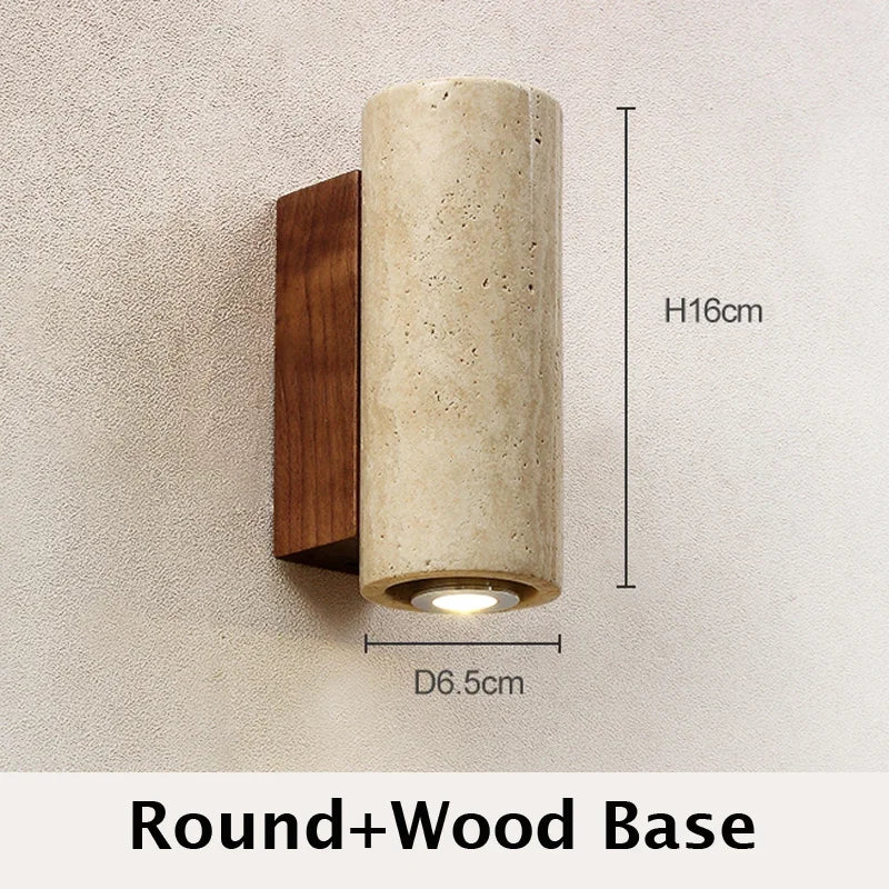 Wabi Sabi Travertine Wall Lamp – Japanese Minimalist Design