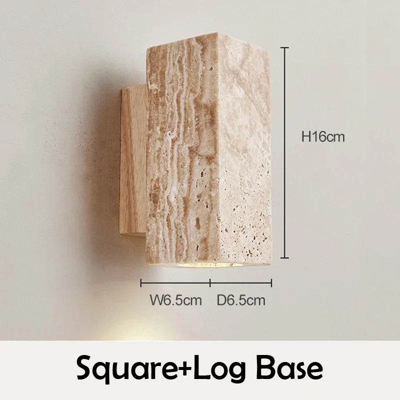 Wabi Sabi Travertine Wall Lamp – Japanese Minimalist Design