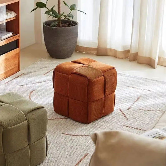 Neoclassical Fabric Ottoman – Modern Living Room Stool