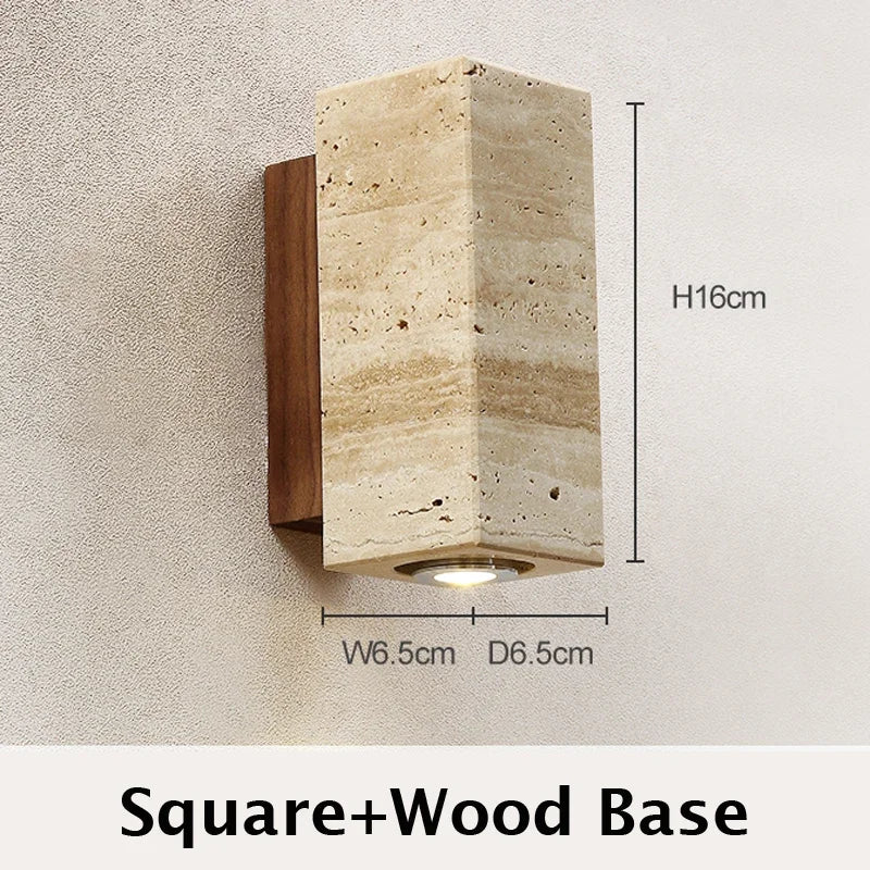 Wabi Sabi Travertine Wall Lamp – Japanese Minimalist Design