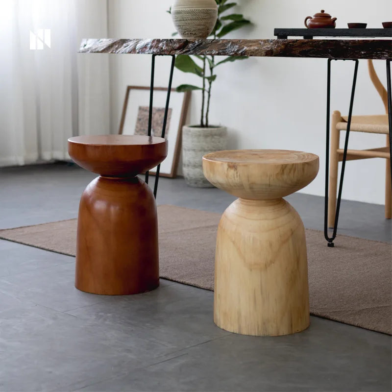 Mid-Century Modern Solid Wood Side Table/Stool