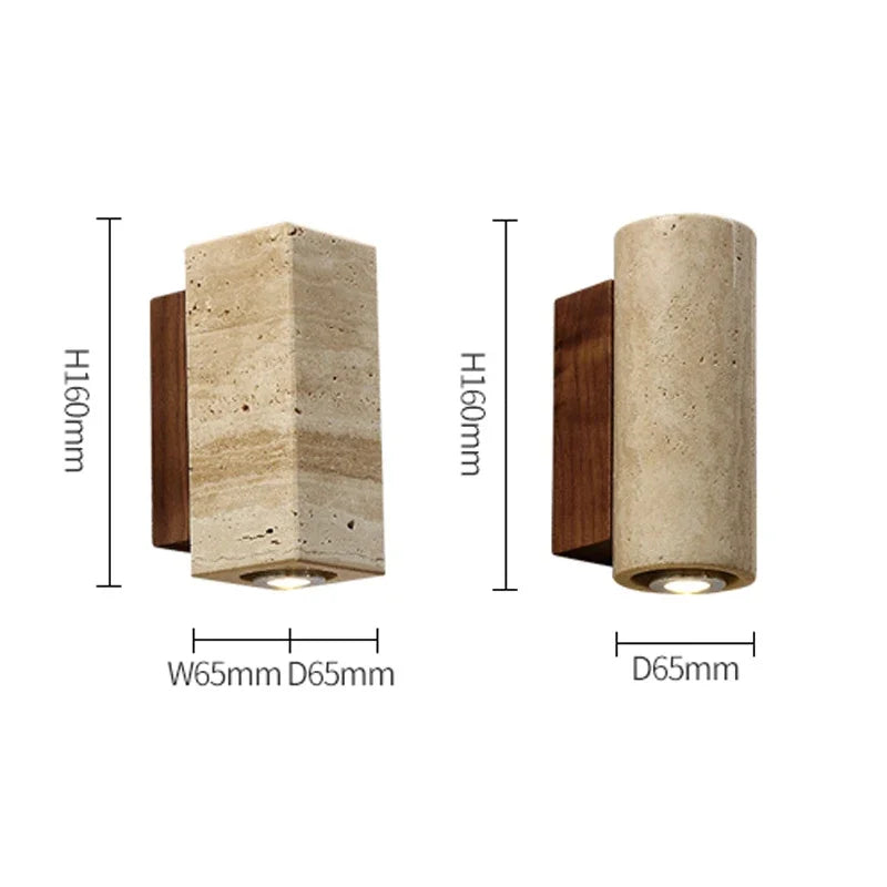 Wabi Sabi Travertine Wall Lamp – Japanese Minimalist Design