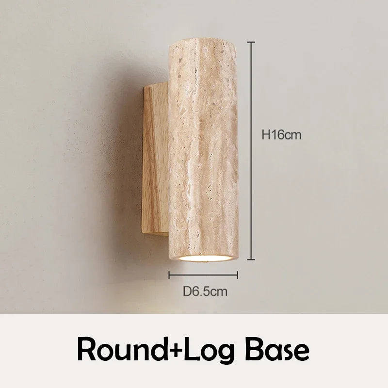 Wabi Sabi Travertine Wall Lamp – Japanese Minimalist Design